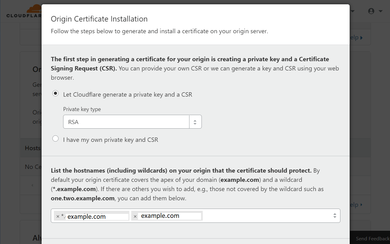 Origin Certificate Installation